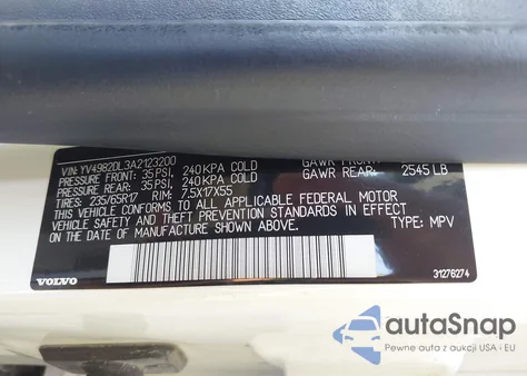 2010 Volvo Xc60 3.2 из США, поврежденный, VIN YV4982DL3A2123200